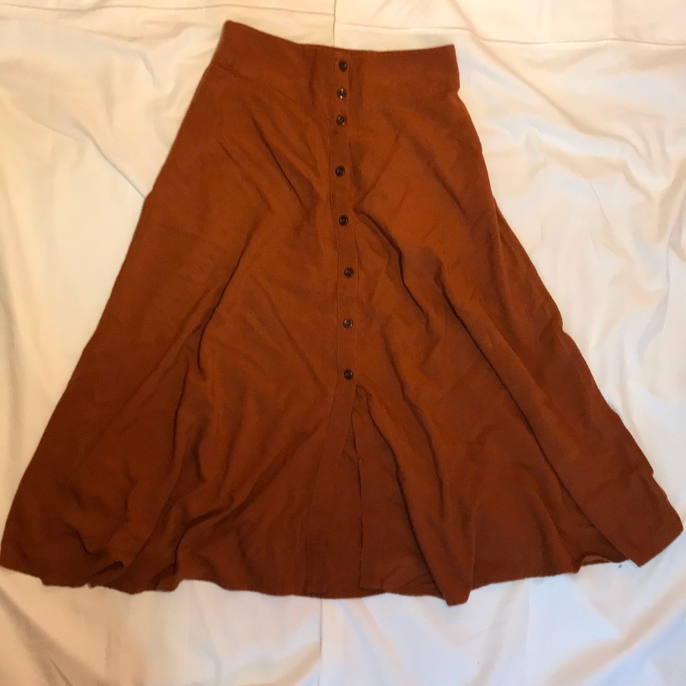 Button-Front Midi Skirt